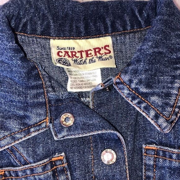 Excellent Vintage Girls 18M Carters Denim Dress - Picture 2 of 10